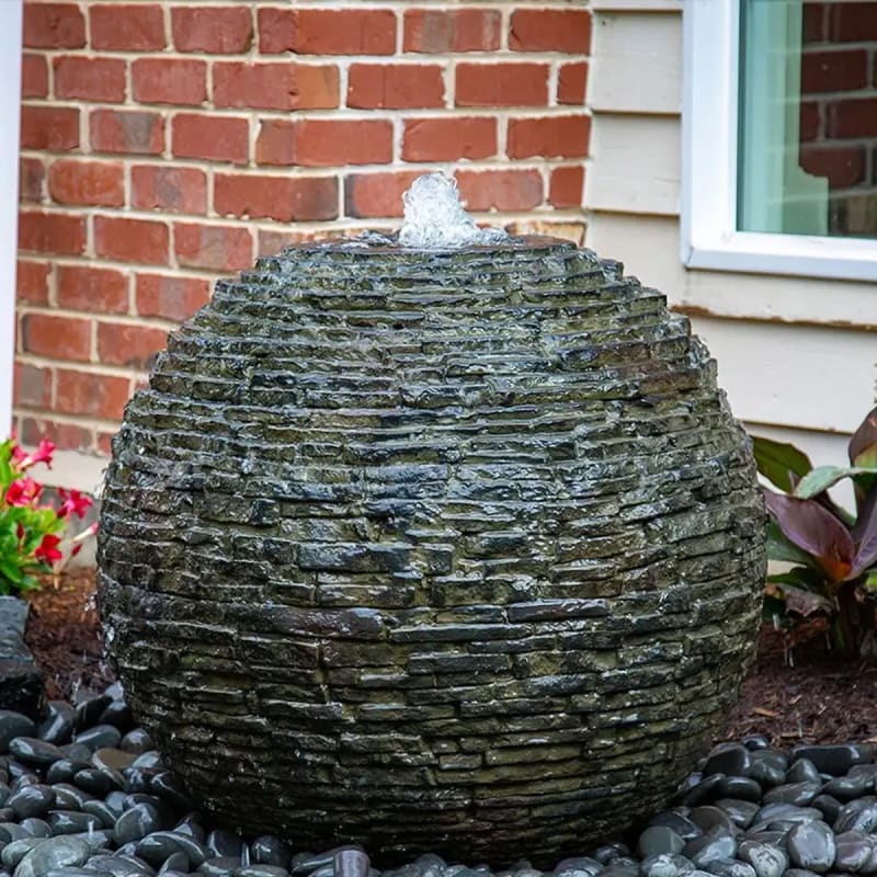 Faux Stacked Slate Sphere Fountain Kit