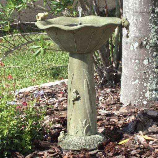 Olive Green Solar Birdbath