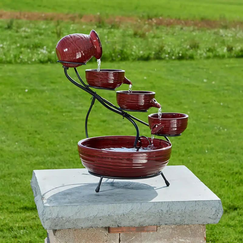 Cascade Solar Fountain - Lava Red
