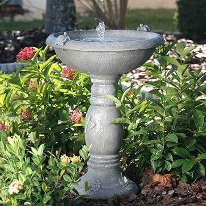 Stone Finish Solar Birdbath