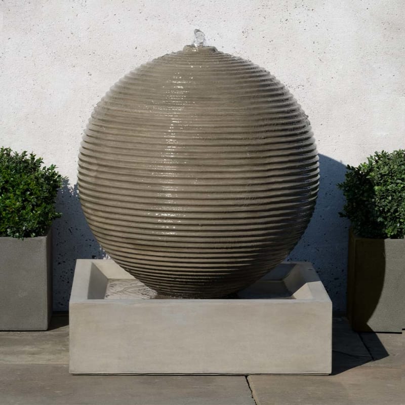 Ribbed Sphere GFRC Garden Fountain