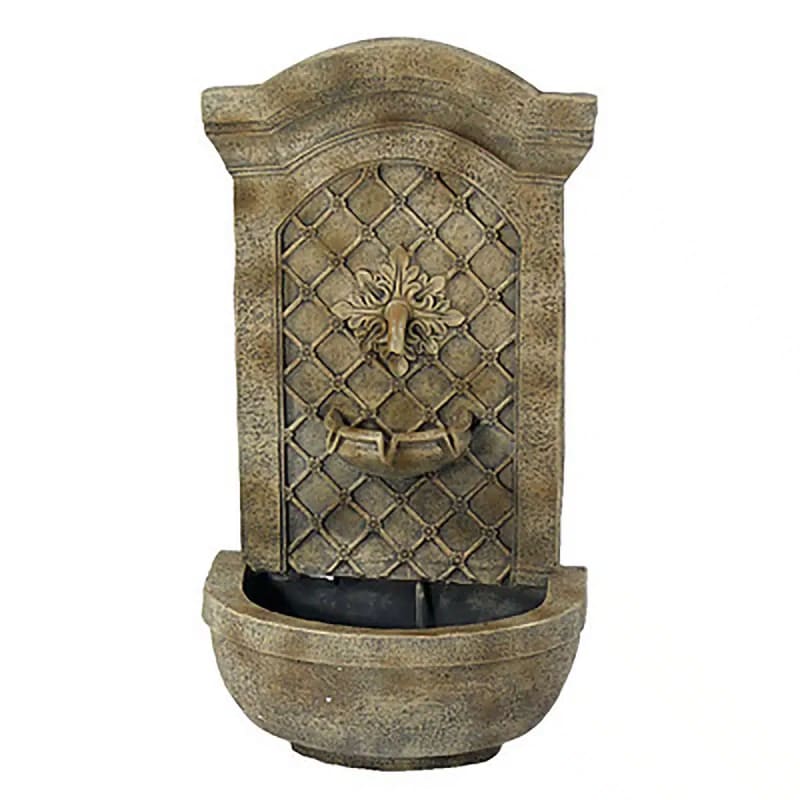 Rosette Solar Wall Fountain - Florentine Stone