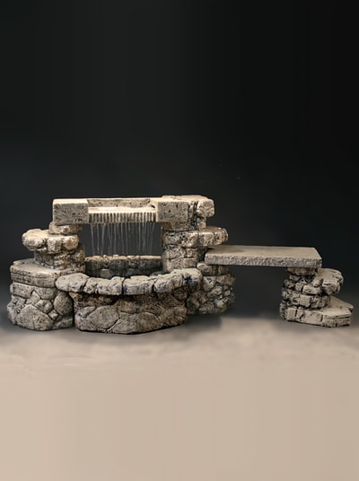 Rainbow Falls Fountain with 3' Bench