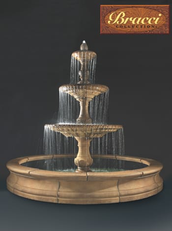 Four Seasons Fountain, 3-Tier with 12-foot Bracci Basin
