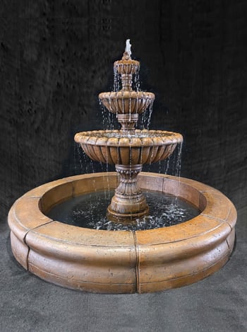 Marsala 3-Tier Fountain with Fiore Pond, Black