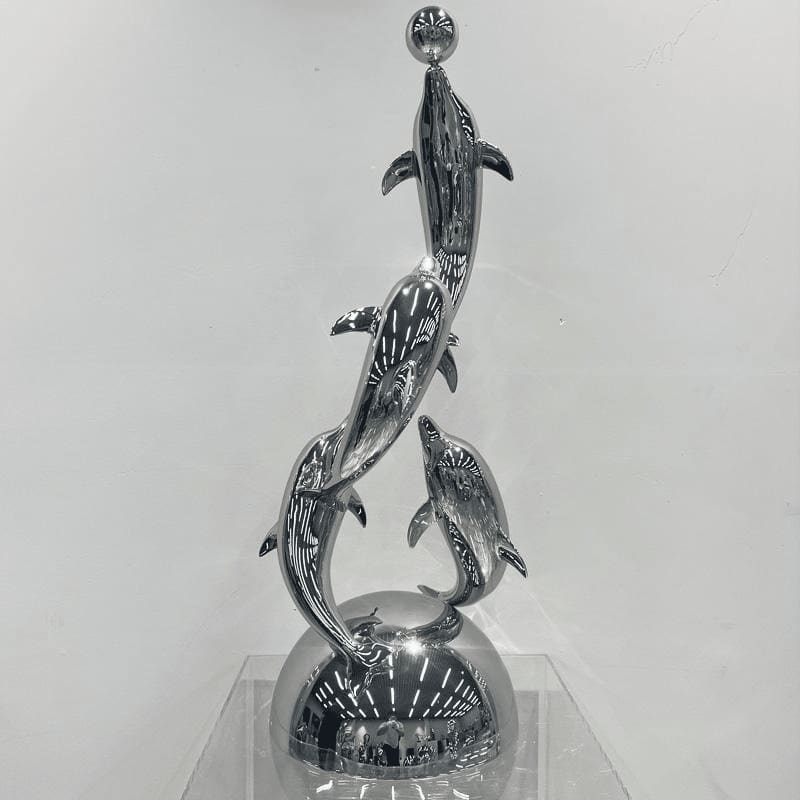Stainless Steel Balancing Dolphin Sculpture