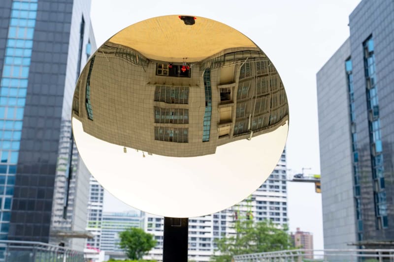 Stainless Steel Concave Mirror Disk Sculpture