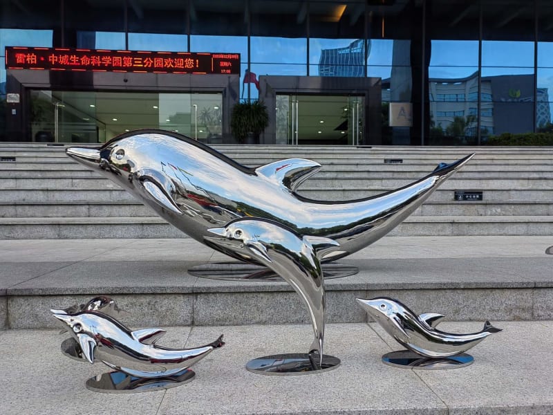 Stainless Steel Dolphins Sculpture