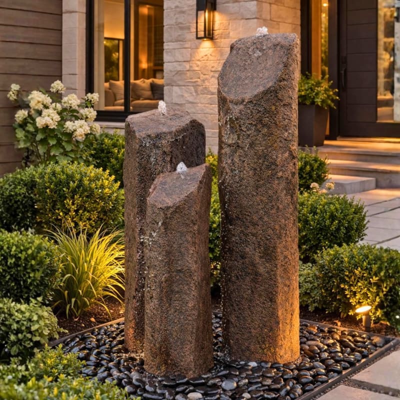 Triple Grand Basalt GFRC Boulder Fountain Kit - Blue Thumb
