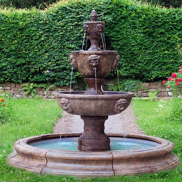 Three-Tier Leonesco in Toscana Pool Fountain, 16 pc. - Original Surrounds -