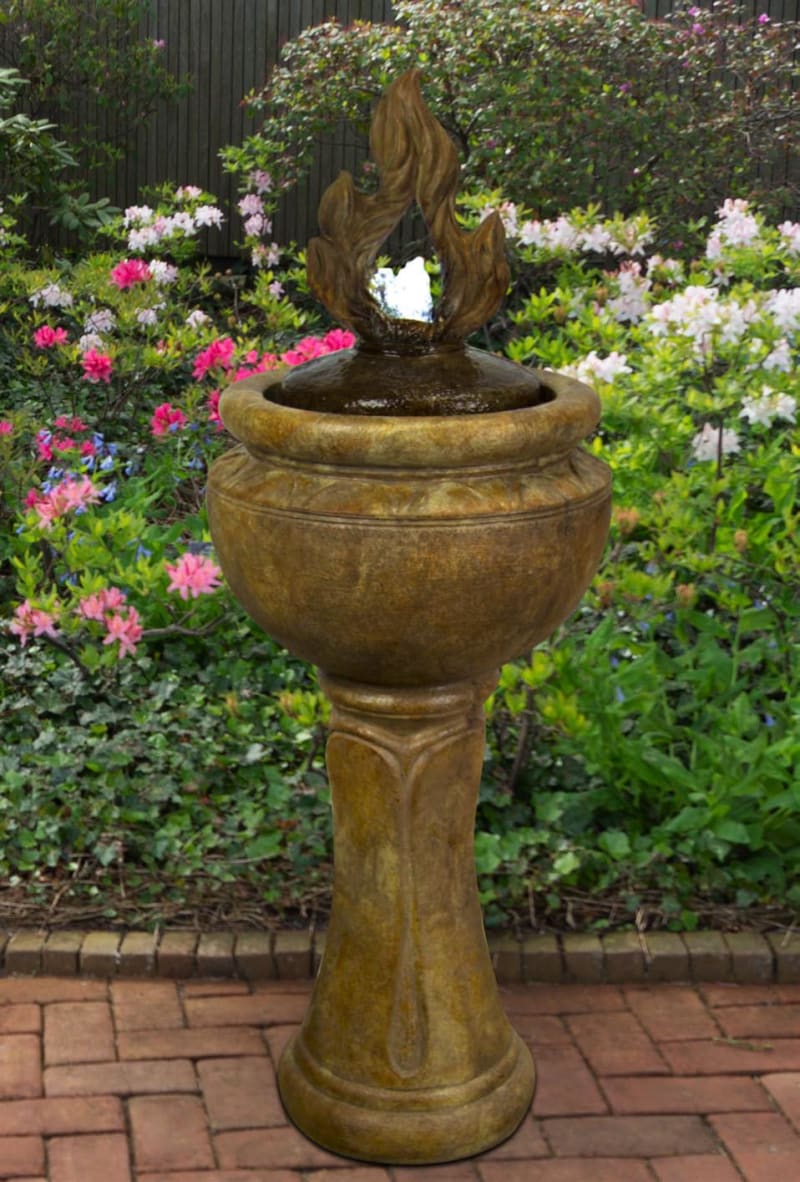 Tall Fiery Flame Patio Bubbler Fountain
