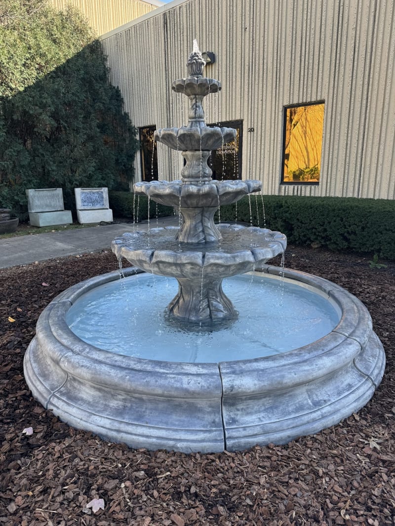 Classical Finial Four-Tier Spill Fountain in Toscana Pool, 17 pc. Surround