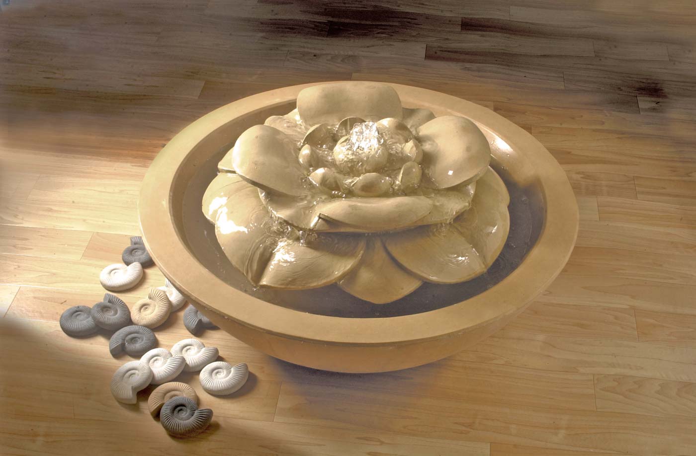 Lotus Flower Pebble Bowl Fountain