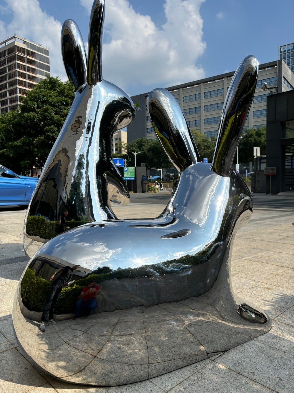 Stainless Steel Double Rabbit Sculpture