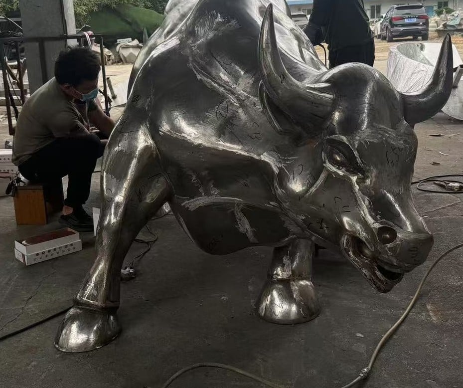 Stainless Steel Bull Sculpture