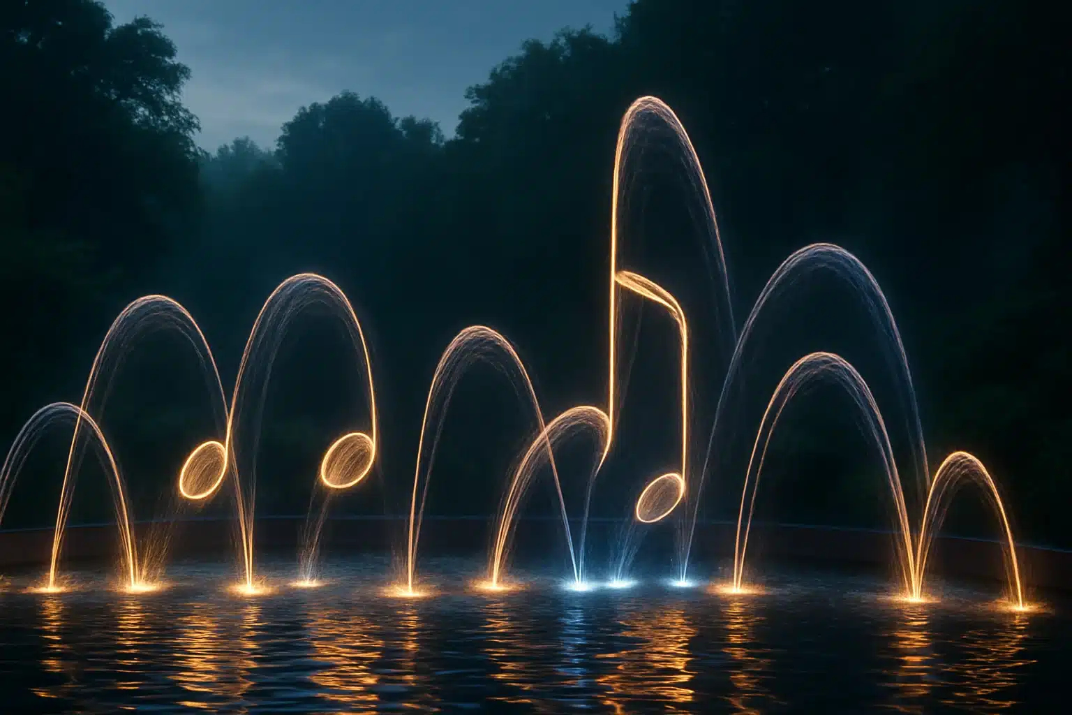 Water-to-Sound Harmony: Designing Fountains That Resemble Musical Notes