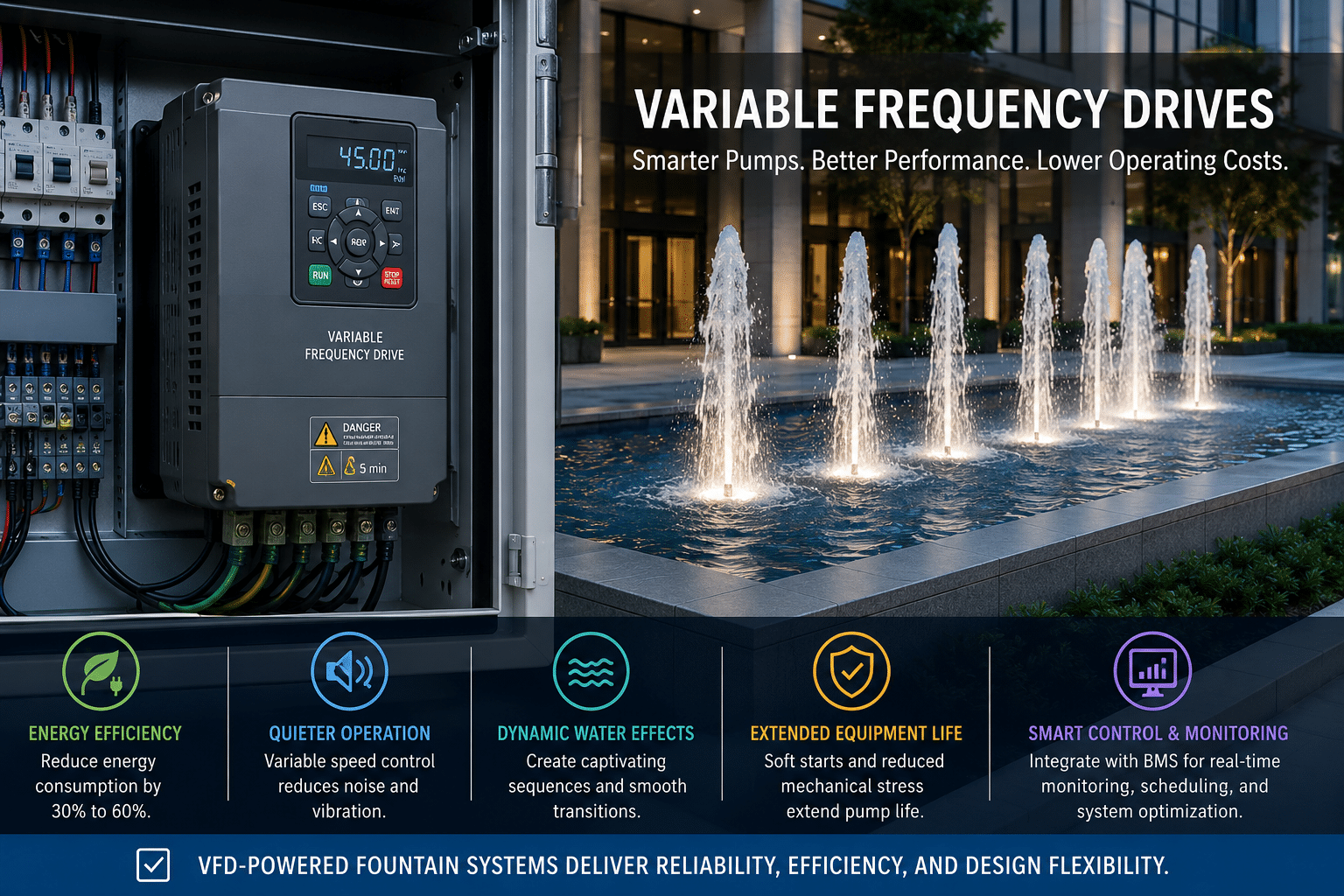 Variable Frequency Drives for Commercial Fountain Pumps: Engineering Guide for Efficient Fountain Systems