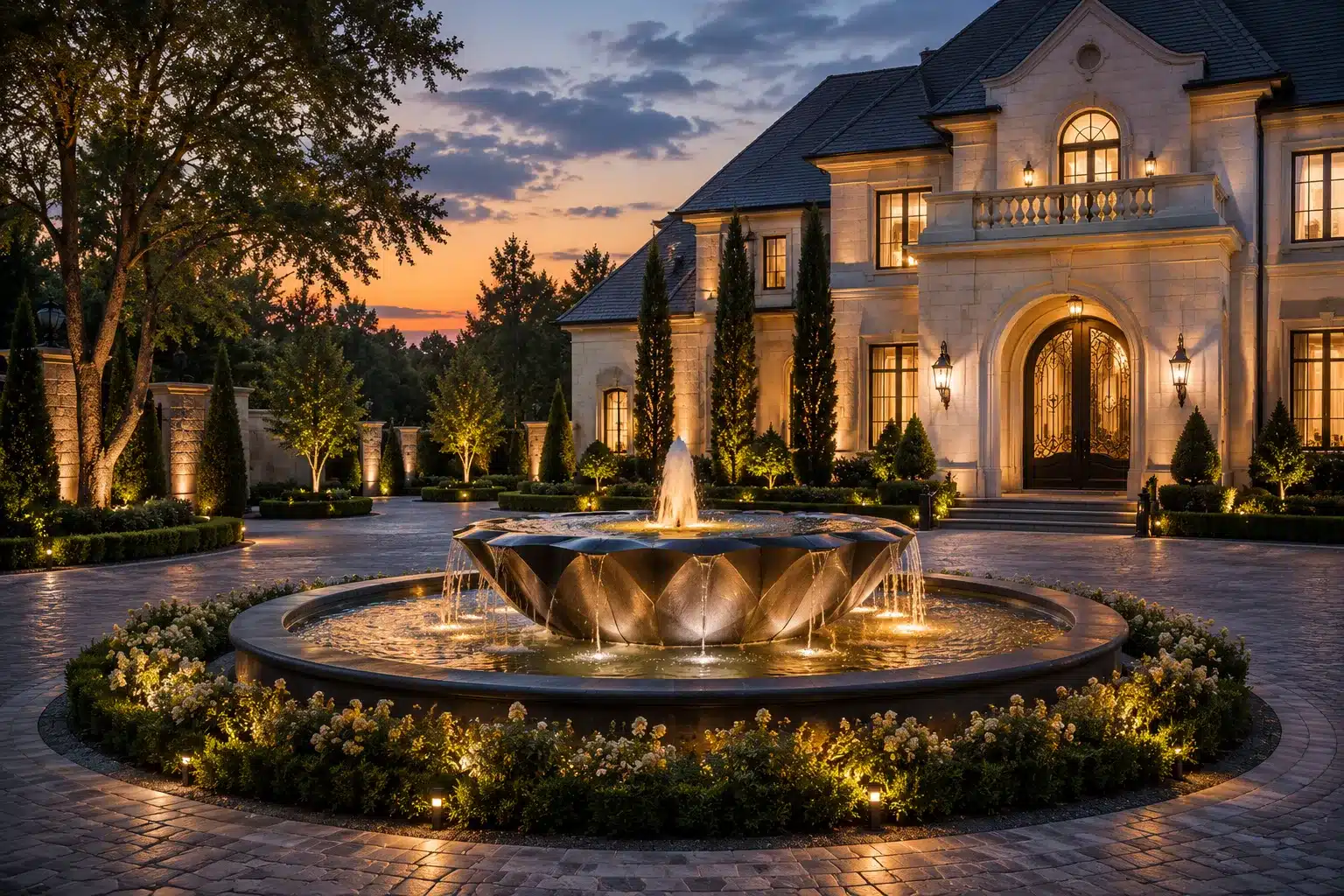 Designing Entry Motor Court Fountains for Luxury Estates