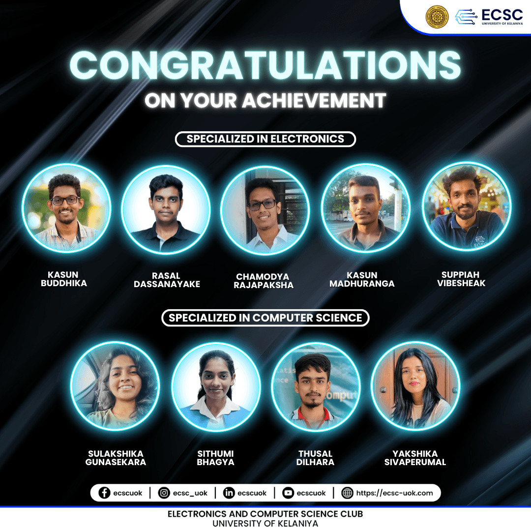 Congratulations on getting selected to follow specialization programs in Electronics and Computer Science ! card image