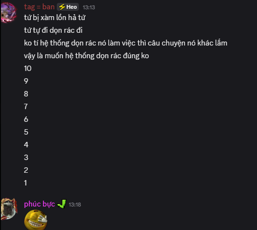 ảnh chụp màn hình sau khi bị xóa khỏi máy chủ