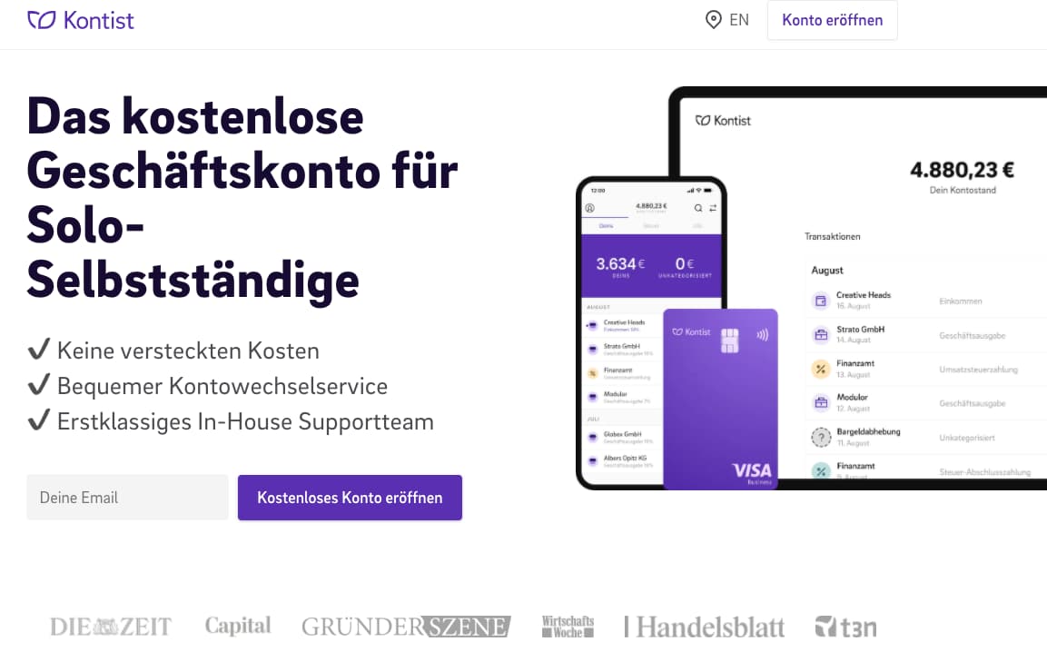 Kontist - Freelancer Geschäftskonto