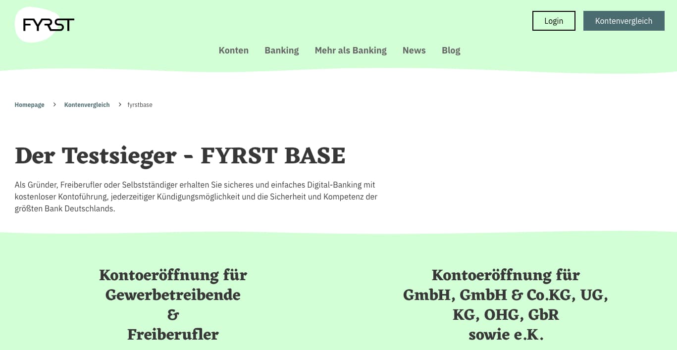 Fyrst - Freelancer Geschäftskonto