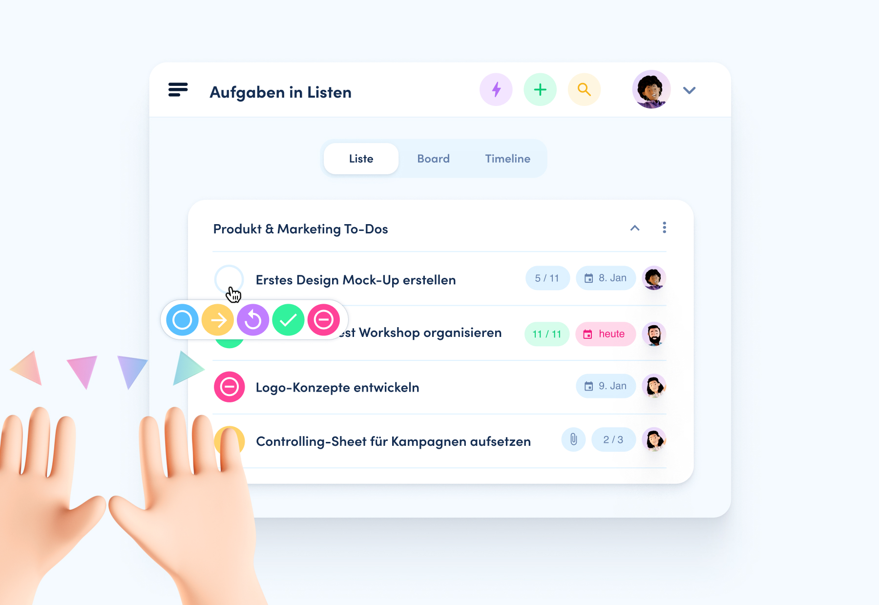 awork Aufgabenübersicht