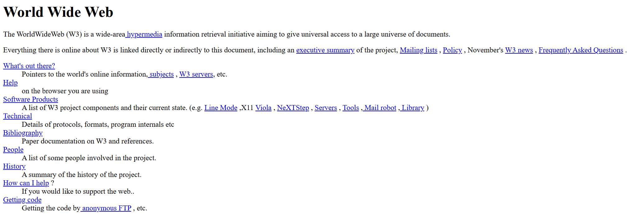 die erste veröffentlichte website