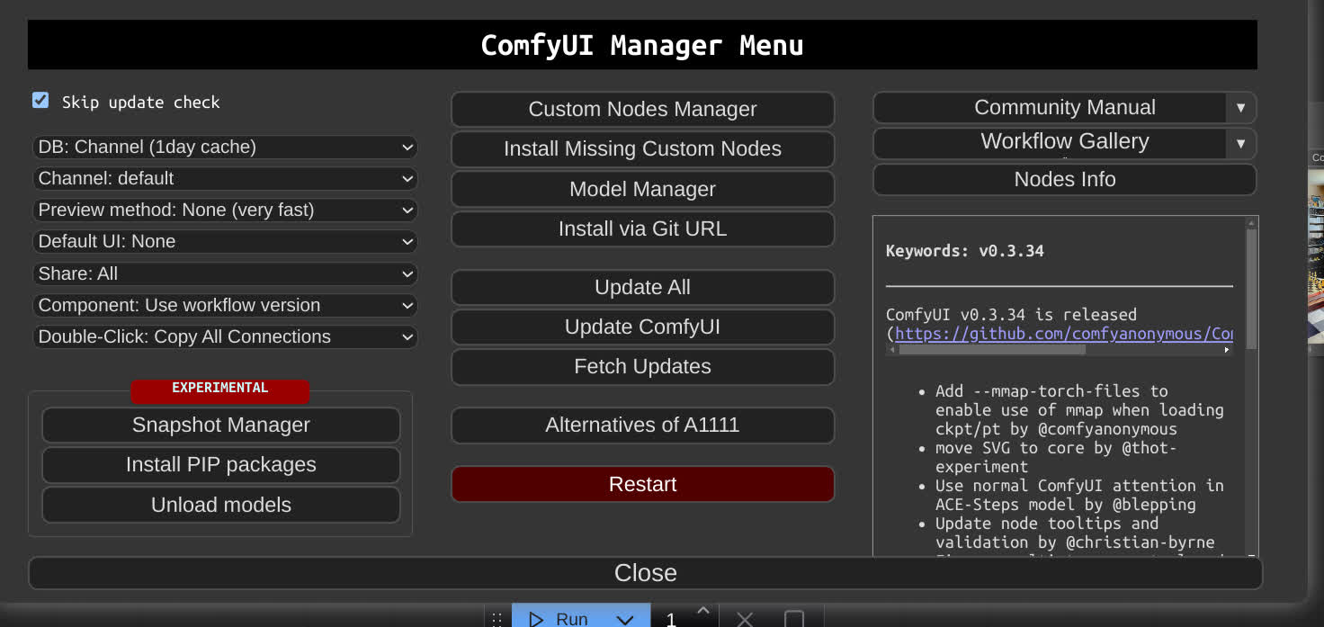 ComfyUI Manager Menu