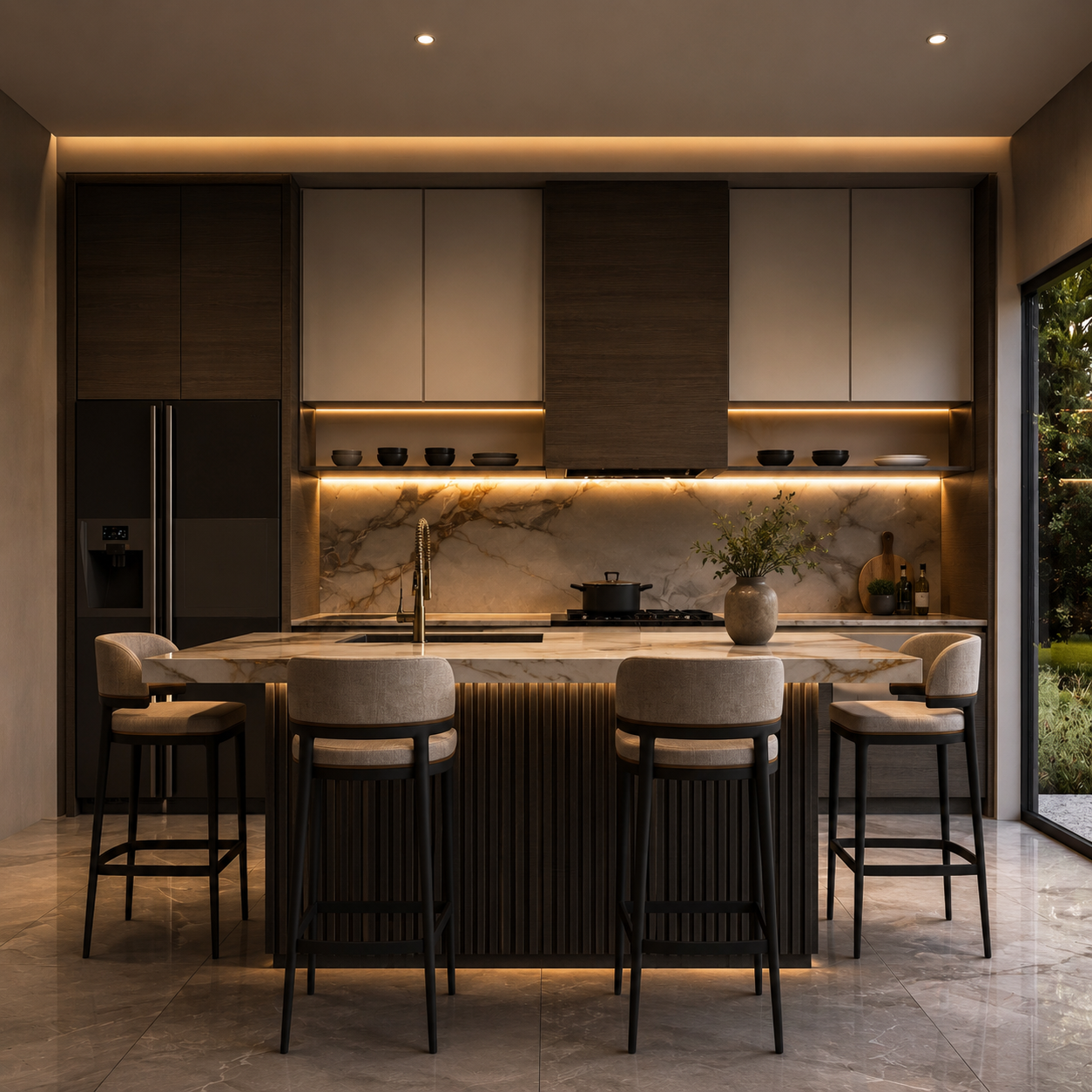 Kitchen with island and stainless appliances