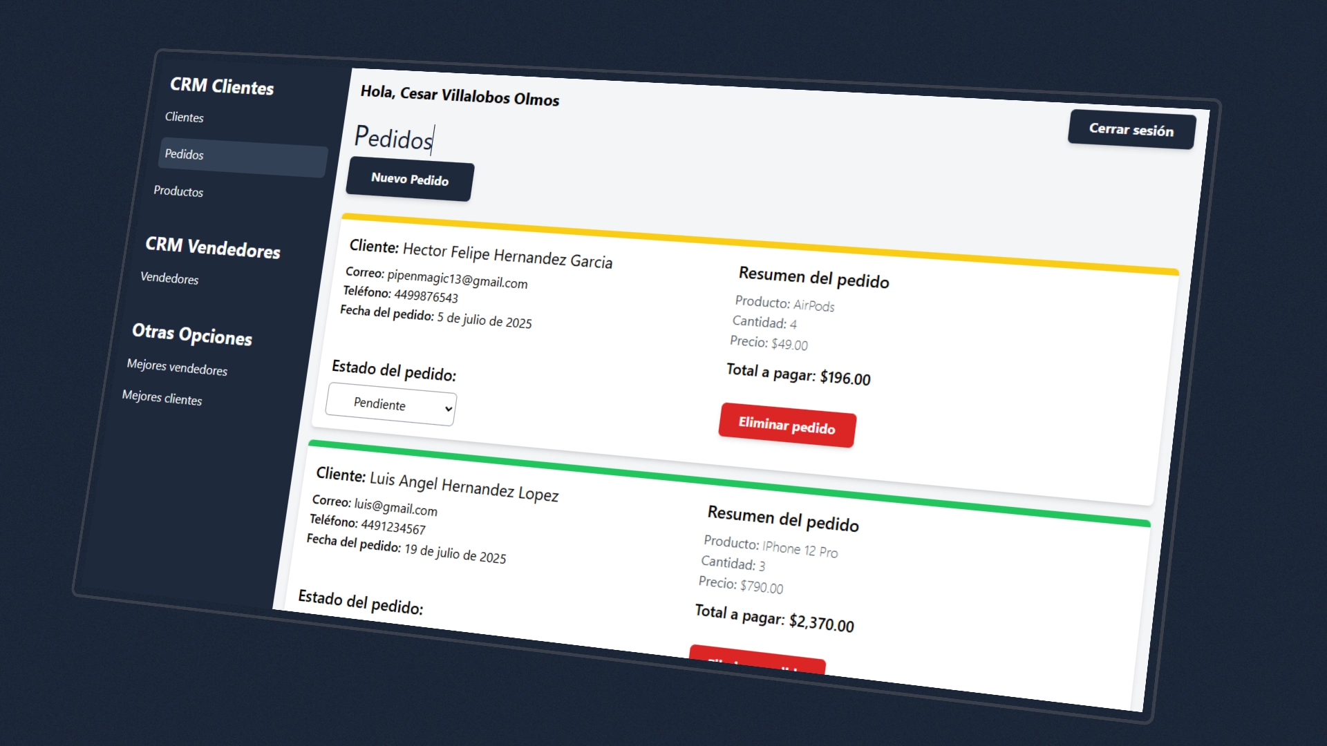 Simple CRM - Aplicación de gestión de clientes
