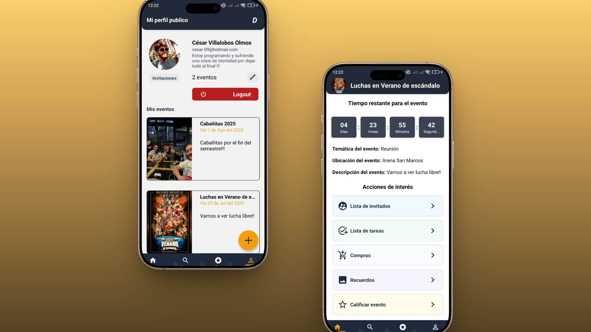 Dio Planner - Aplicación de gestión de eventos y fiestas