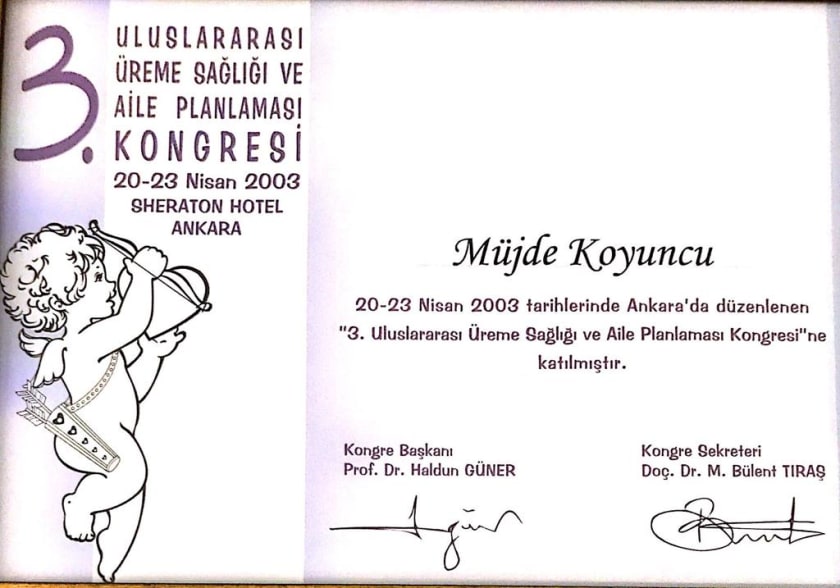 2003 — Üreme Sağlığı sertifikası