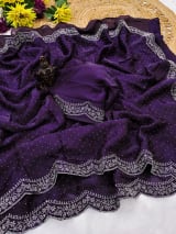 Original Swarovski Diamond work in saree thumbnail 4