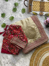 NEW SUPER HIT DESIGNERS EMBRODERY WORK SAREE thumbnail 3