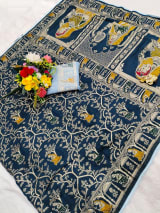 Pure Dola Banarasi saree, fully woven zari thumbnail 2