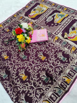 Pure Dola Banarasi saree, fully woven zari thumbnail 3