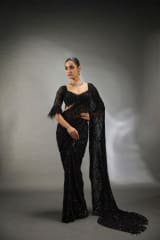 Bollywood Glam Heavy Sequins Faux Georgette Saree thumbnail 1