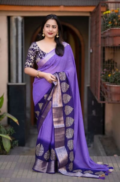 Shaded Banarasi Georgette Saree with Zari Embroidery