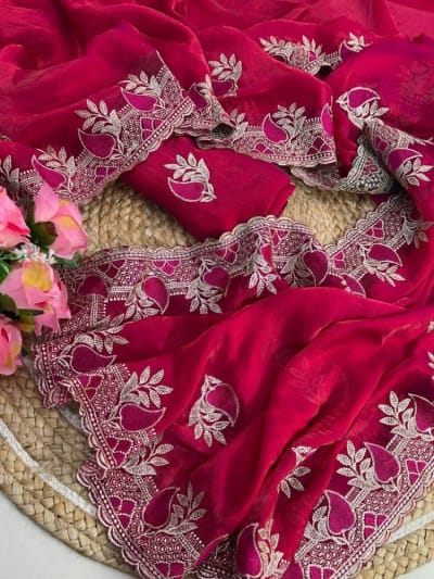 Elegant Space Silk Saree with Heavy Zari Embroidery Border