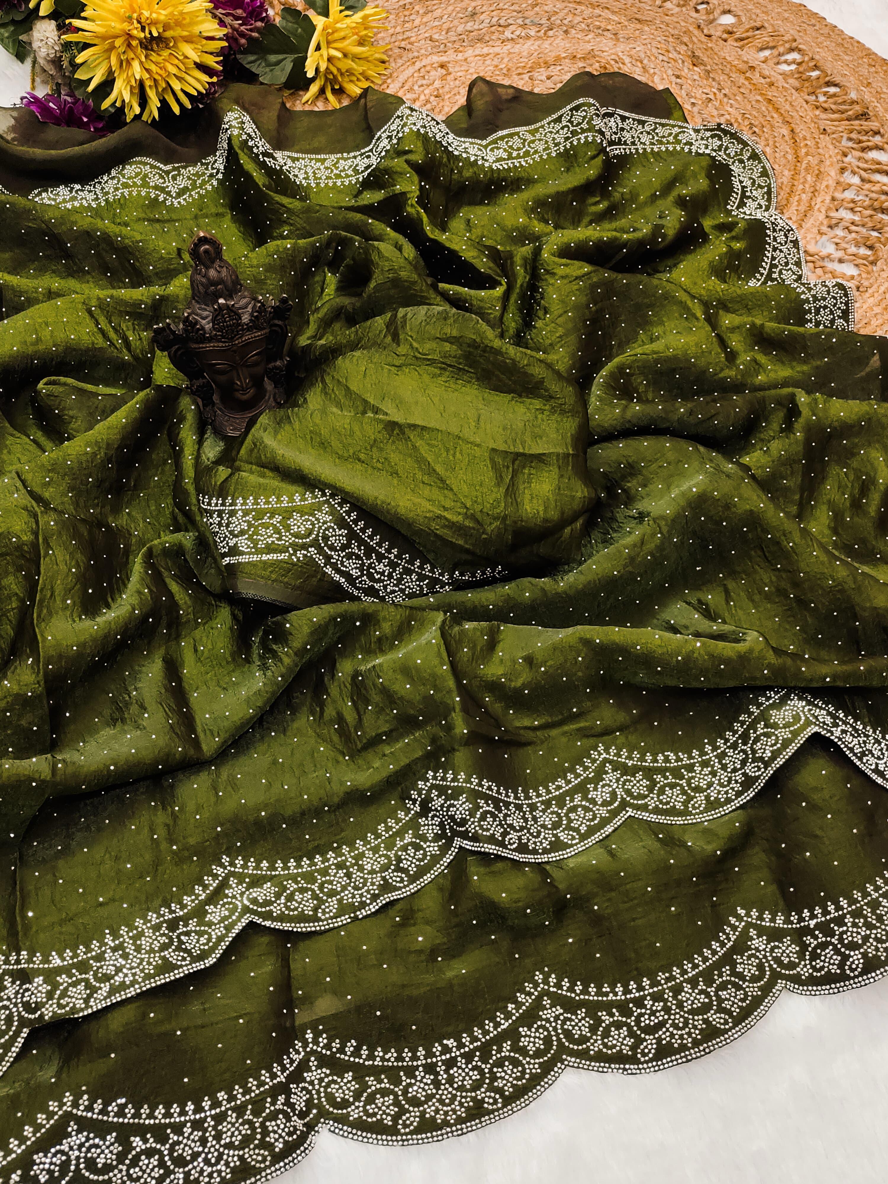 Original Swarovski Diamond work in saree