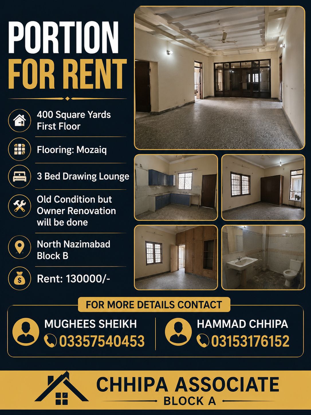 3 Bedroom Protion for rent