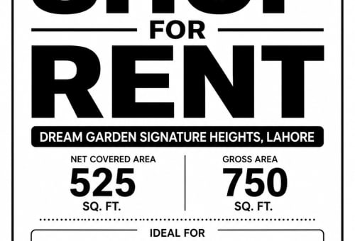 Shop for Rent in Dream Garden Signature Heights Lahore – 525 Sq. Ft. Covered Area — Dream Gardens, Lahore — photo 2 of 9