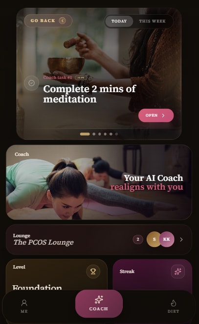 Coach screen in Emiko app