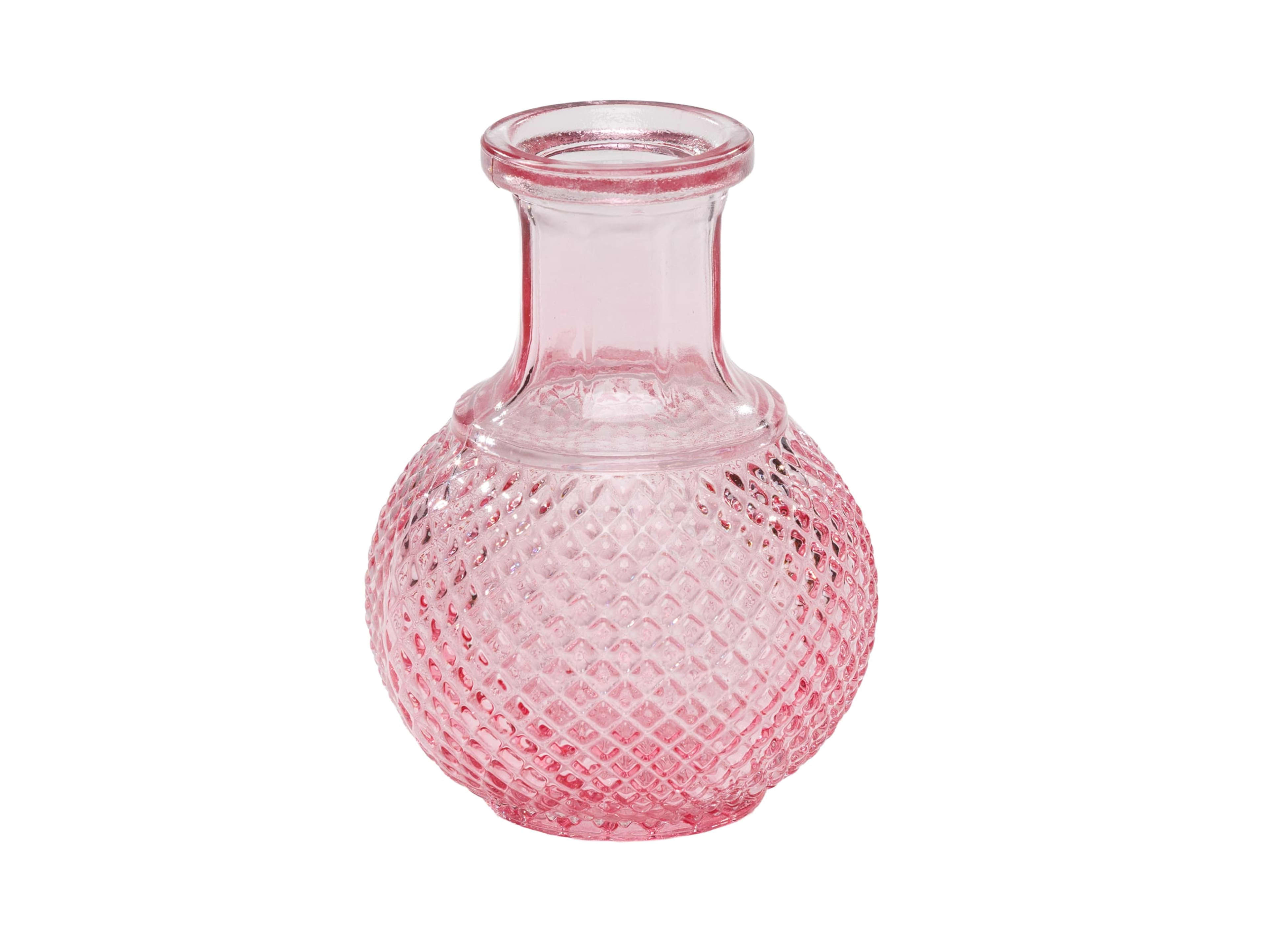 Round Pink Diamond-Pattern Vase