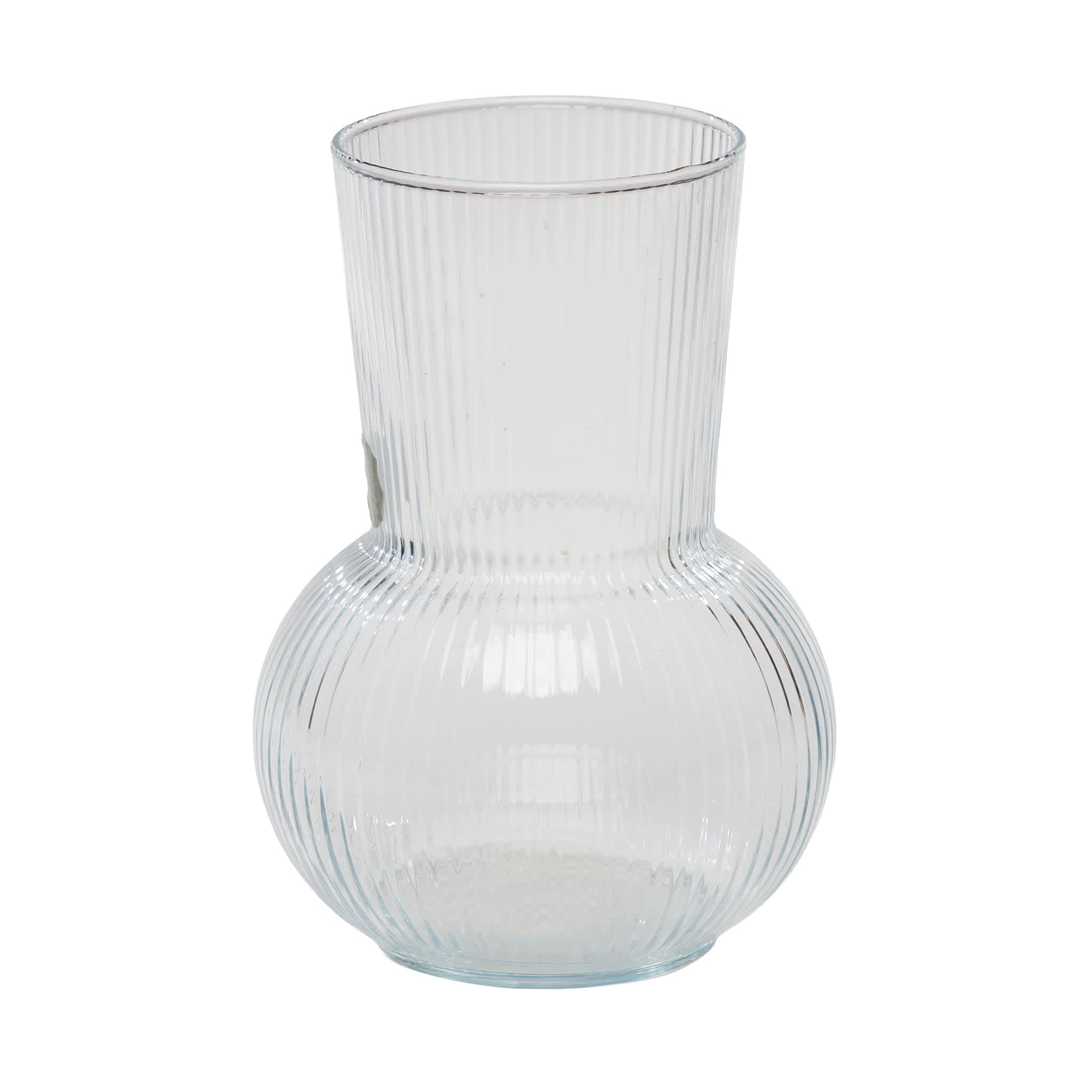Clear Round Ribbed Vase
