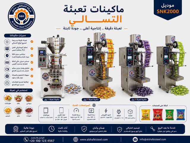 ماكينة تعبئة تسالي أوتوماتيك — الشافعي ستيل