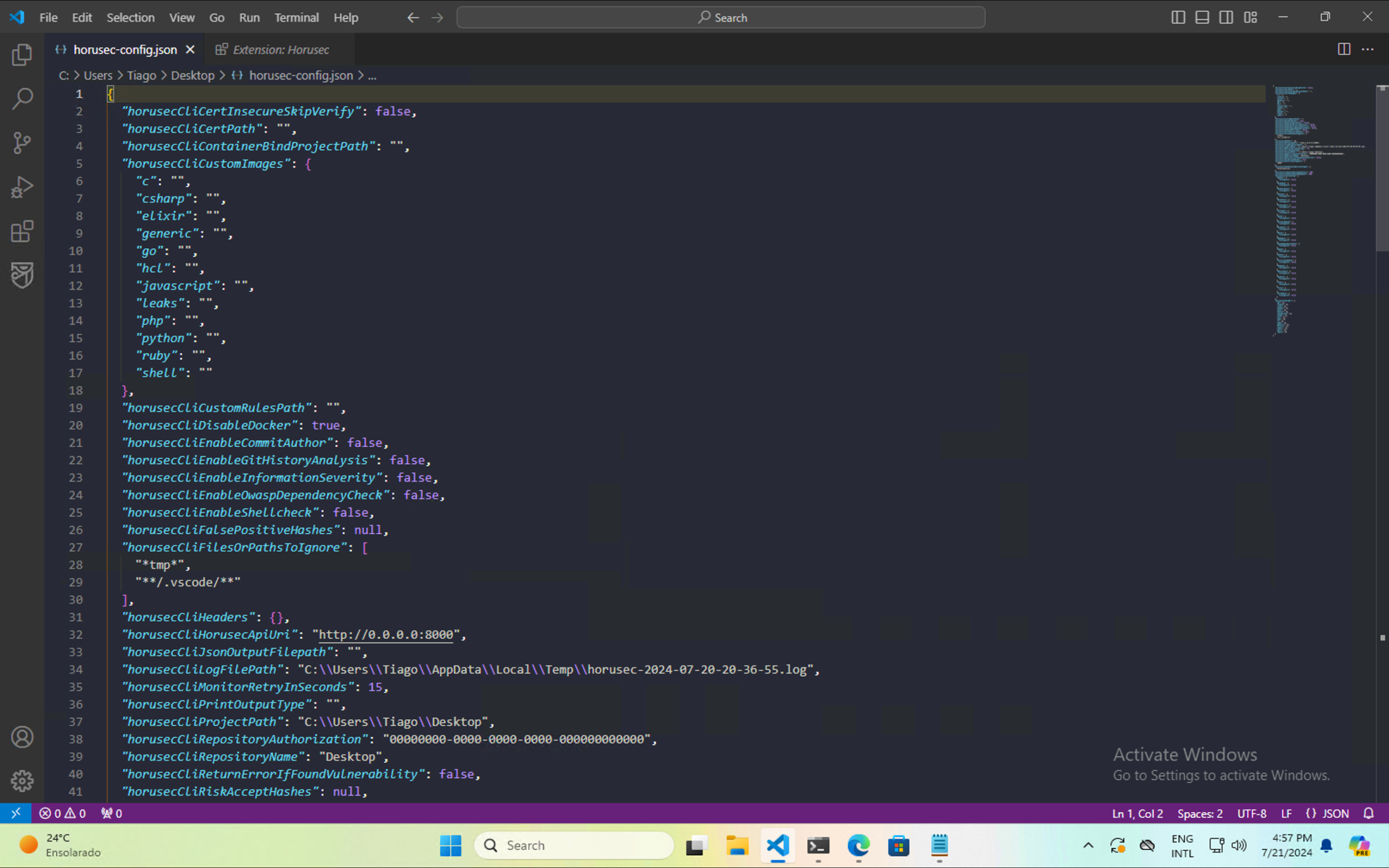 horusec-config.json