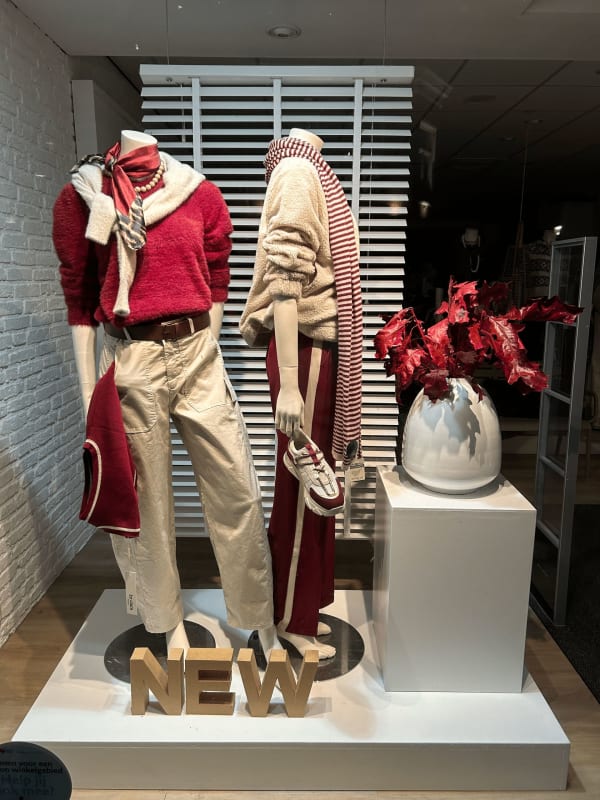 Interieur van Intence Mode winkel met vrouwelijke kleding collectie in Bolsward