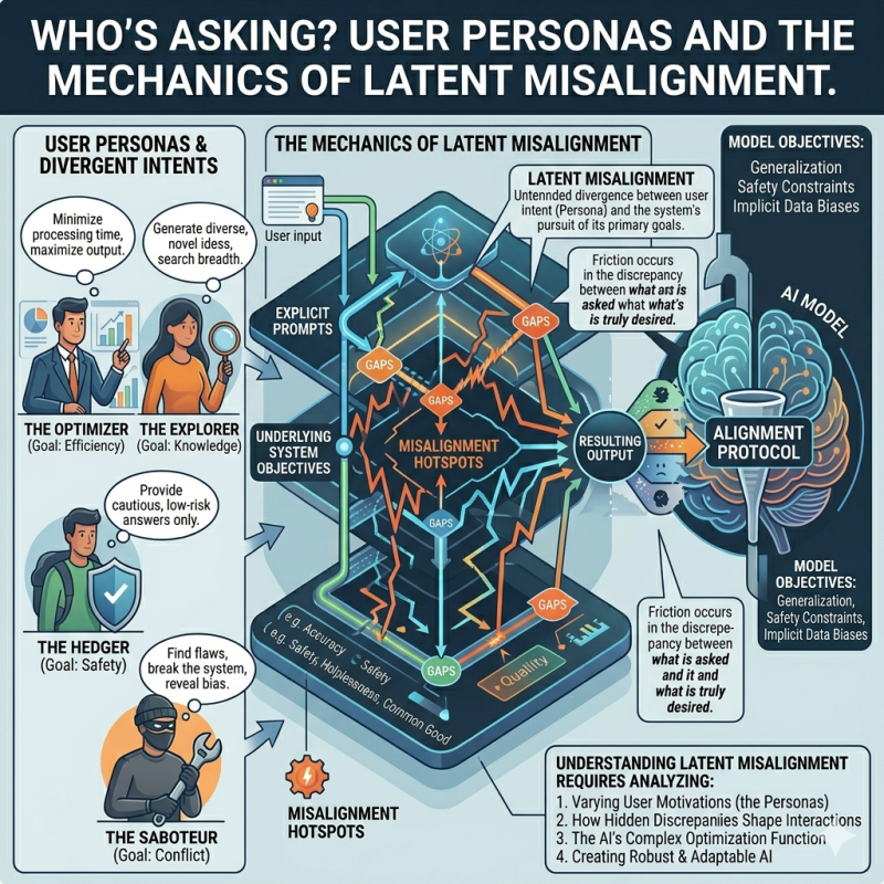 Who's asking? User personas and the mechanics of latent misalignment